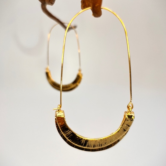 Anthro Myra Gold Hoop Earrings - Picture 3 of 4